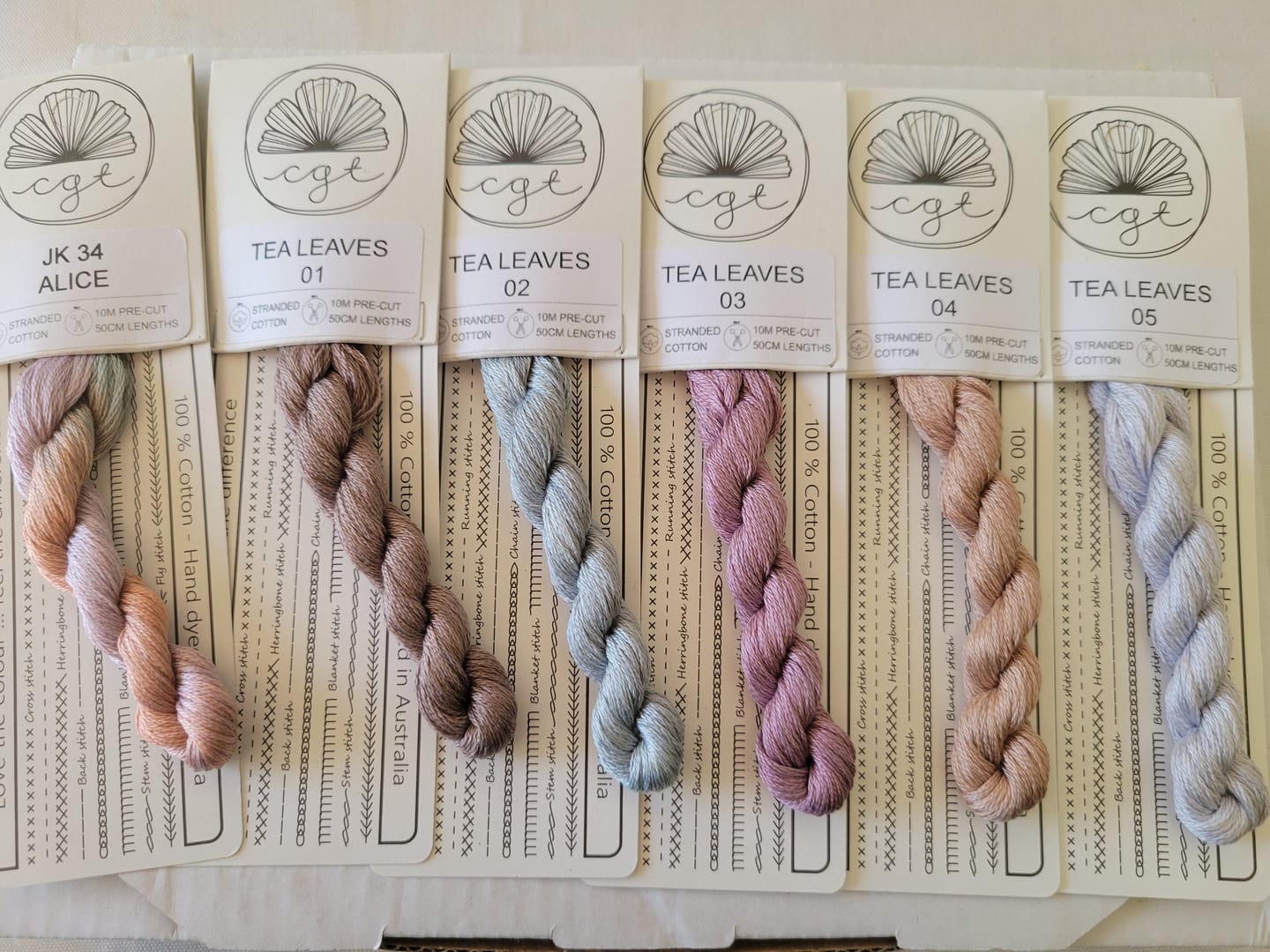 Customer photo review of Alice and the Tea Leaves Hand Dyed Embroidery Thread Pack of 6