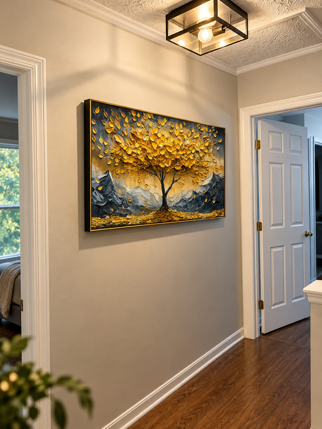 Customer photo review of “Golden Abundance” – Textured Tree and Mountain Landscape Oil Painting
