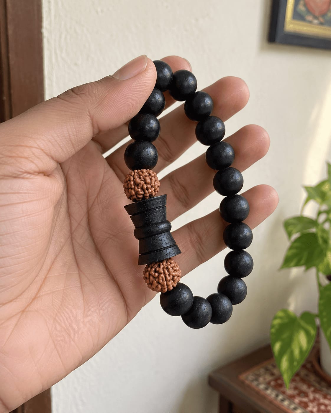 Customer photo review of Karungali Rudraksha Damru Bracelet