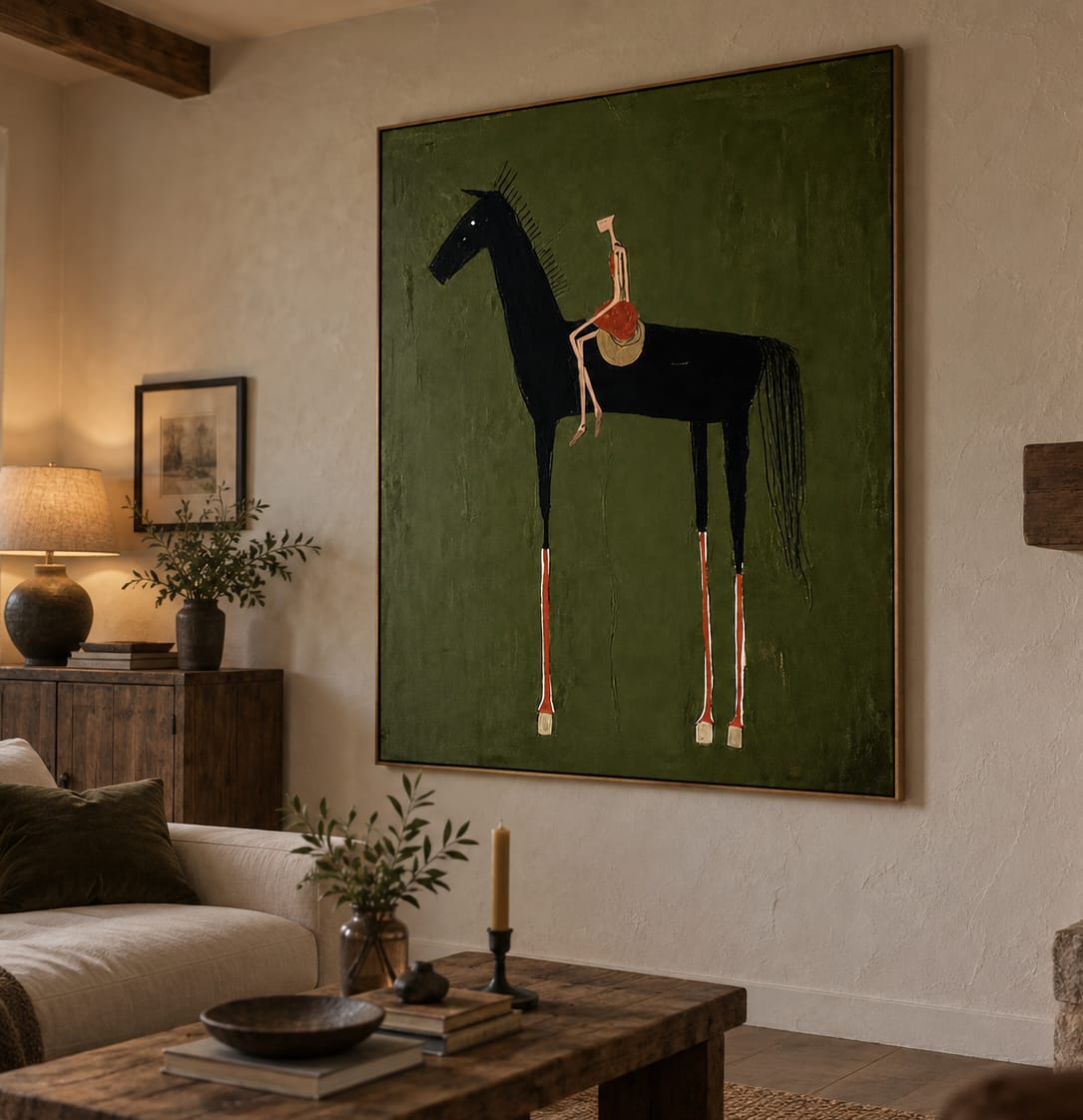 Customer photo review of Black Horse-Rider Oil Painting