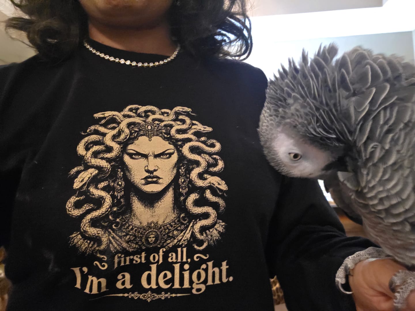 Customer photo review of Medusa First of All I'm a Delight Unisex Long Sleeve Tee