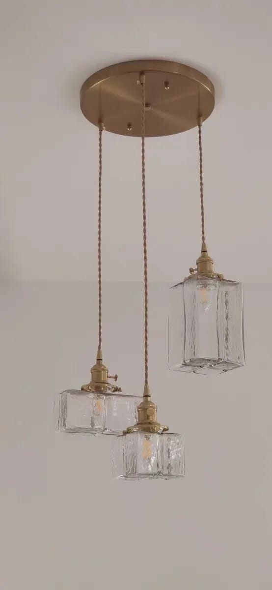 Customer photo review of Gold Cube Pendant Light for Kitchen Island, Frosted Glass, 10 cm