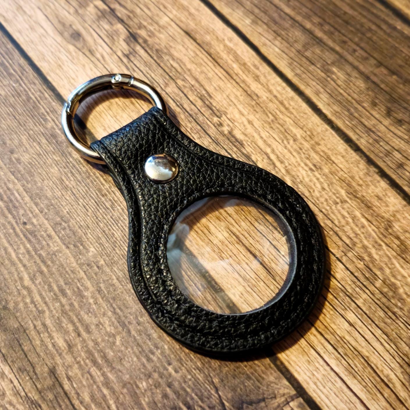 Customer photo review of Handmade Leather Sobriety Coin Holder Keychain