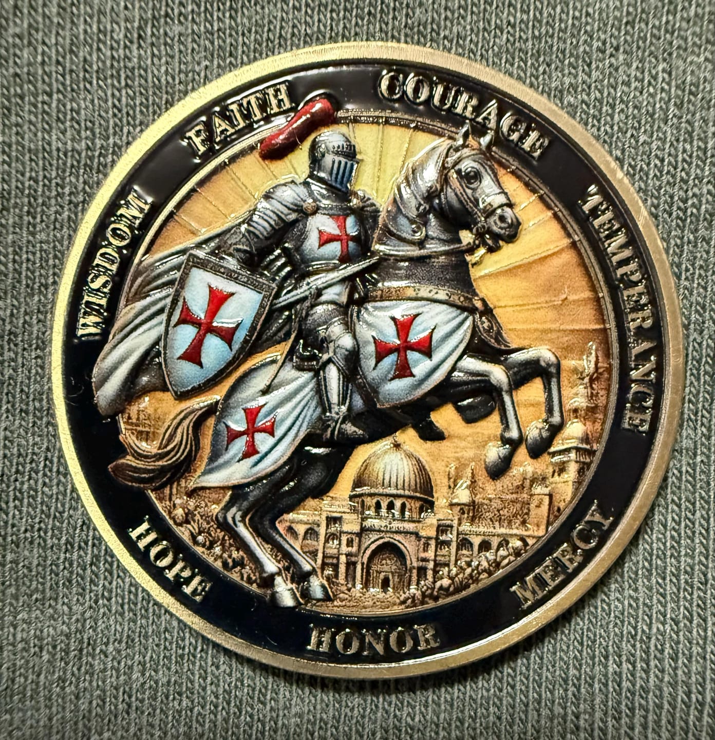 Customer photo review of Philippians 4:13 Scripture Knights Templar Christian Challenge Coin