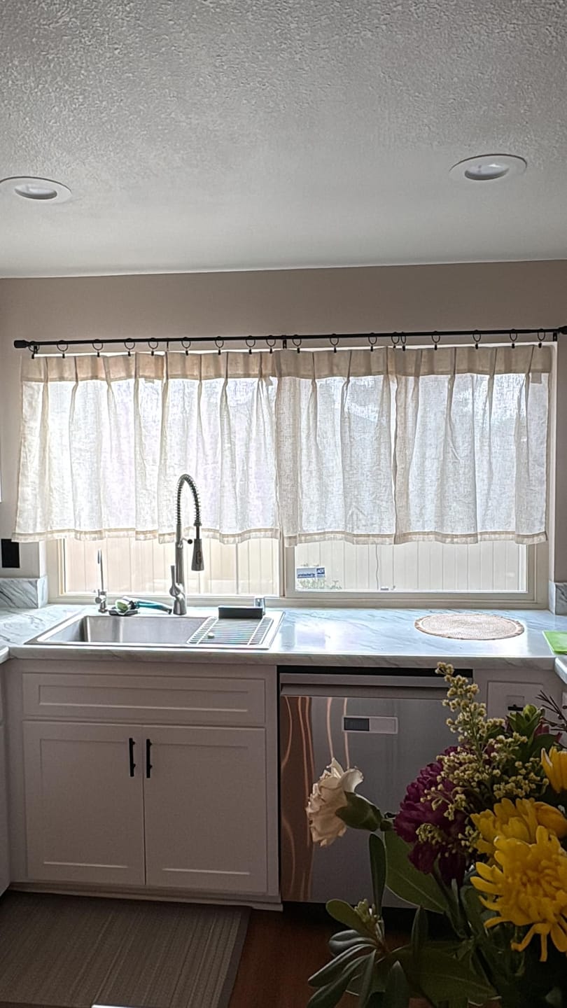 Customer photo review of Pinch Pleated Linen Tier Curtains (2 Panels)