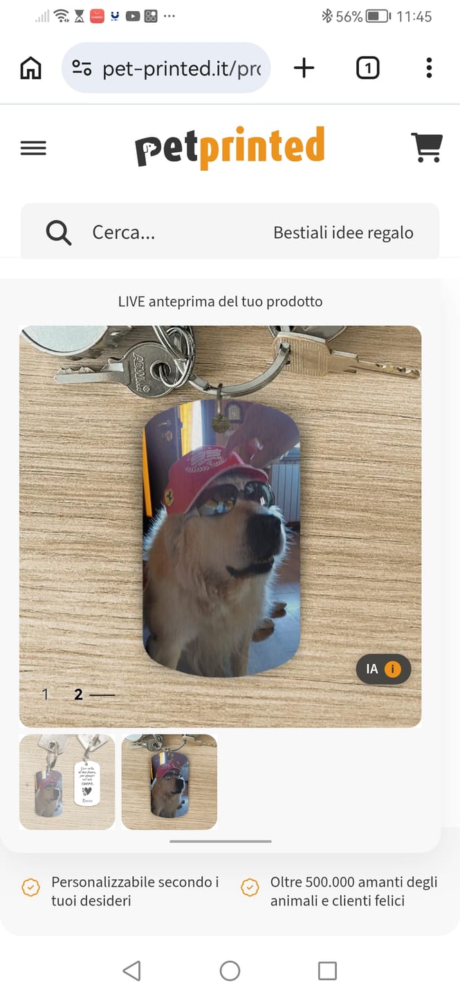 Customer photo review of Per sempre nel cuore - Portachiavi piastrina personalizzato