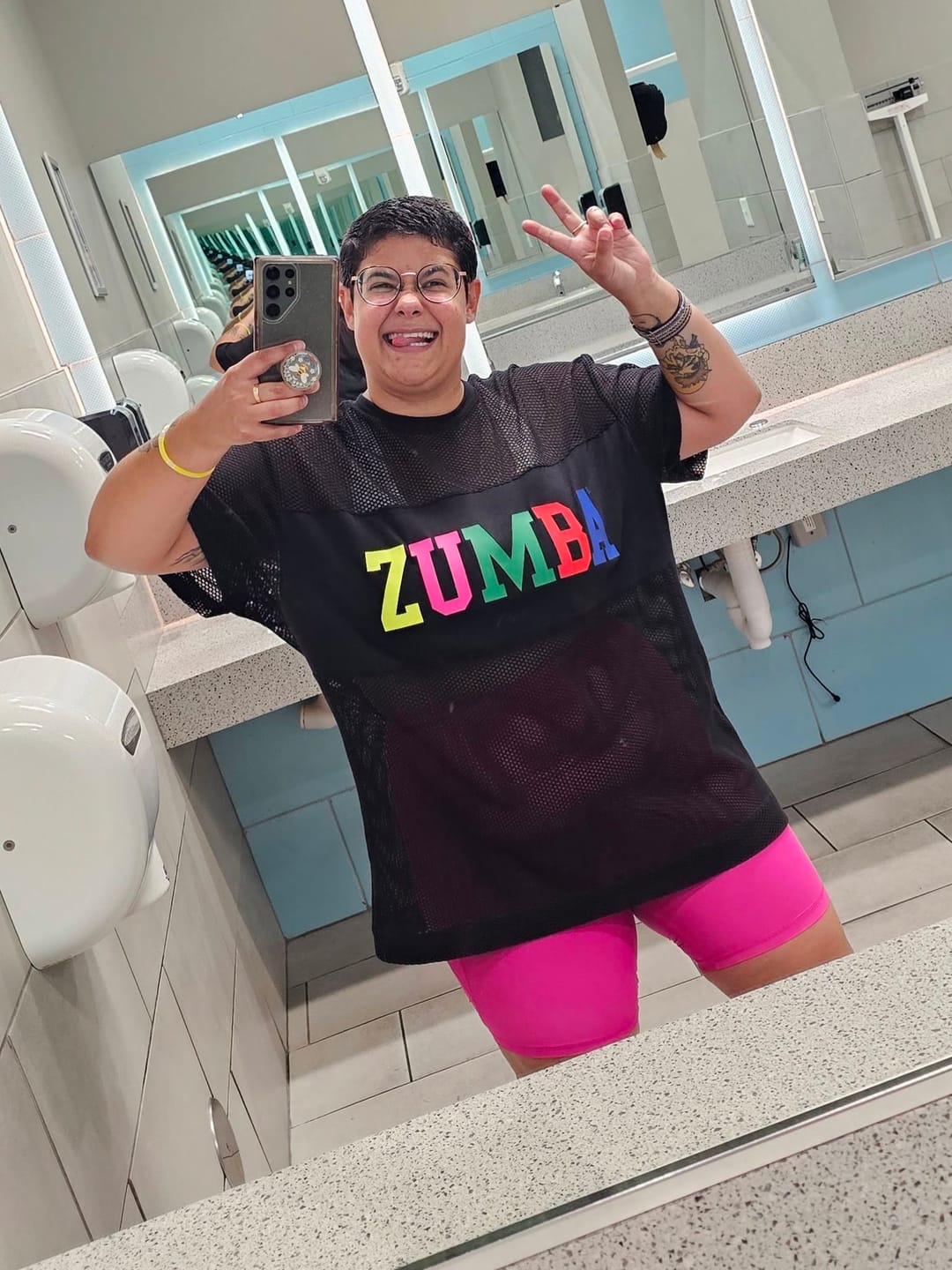 Customer photo review of Zumba Worldwide Boxy Mesh Top
