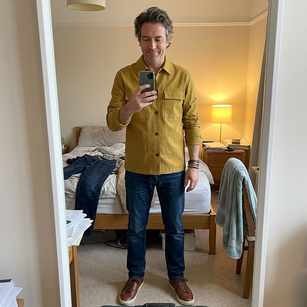 Customer photo review of Langärmlige Herrenjacke mit Revers und Tasche