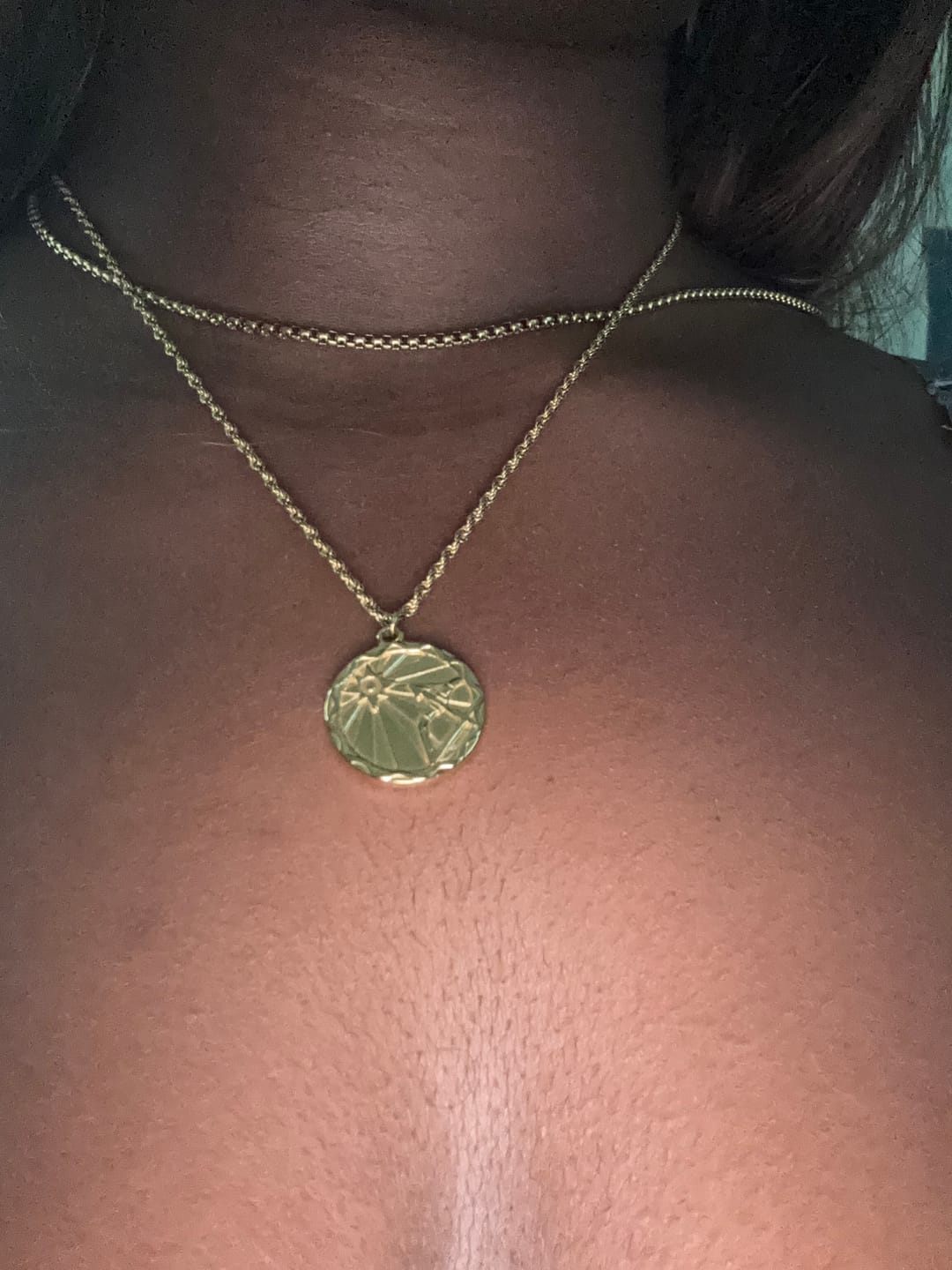 Customer photo review of Zodiac Coin Necklace w/ Rope Chain