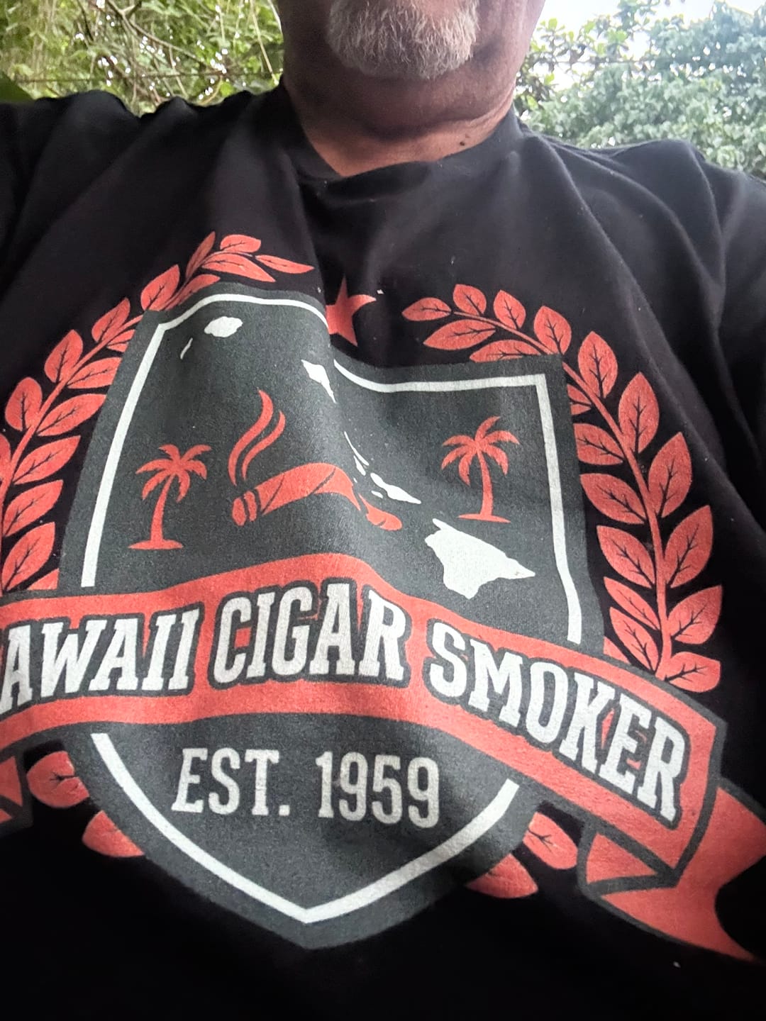 Customer photo review of Hawaii Cigar Smoker Shield T-Shirt