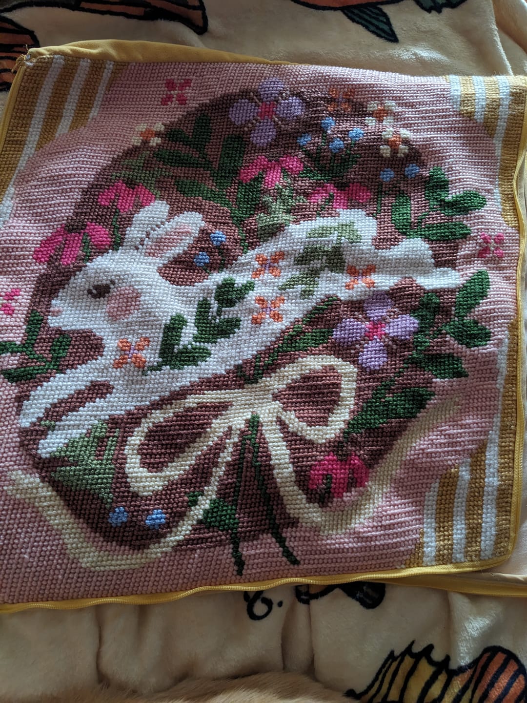 Customer photo review of BOUNDING BUNNY - Tapestry Needlepoint Cushion Kit