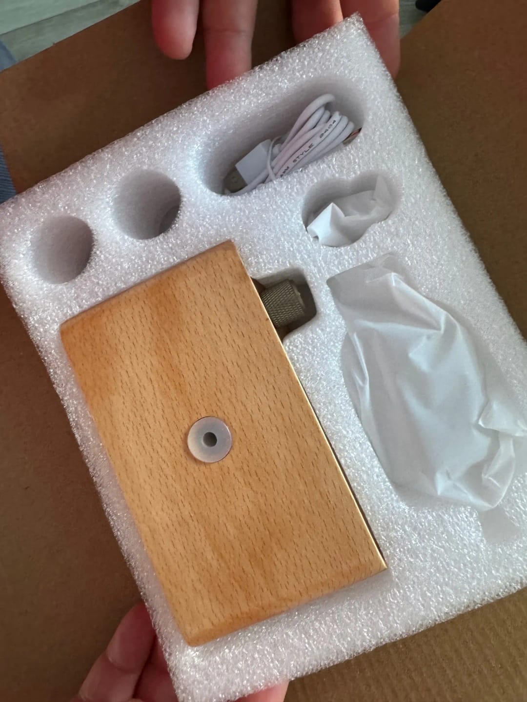 Customer photo review of Waterless Essential Oil Diffuser – Wood & Glass