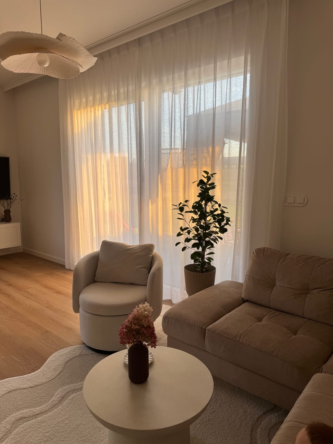 Customer photo review of Yarn Linen Look Sheer Custom Curtain