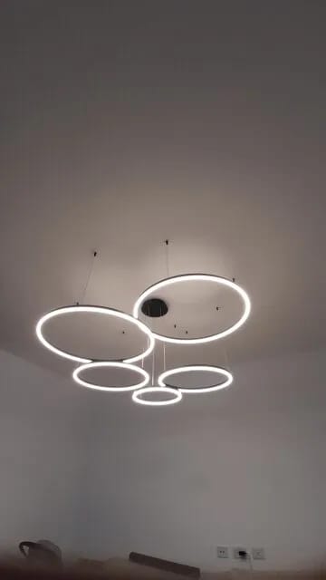 Customer photo review of White Chandelier for Bedroom, Staggered Rings, 60 cm Wide