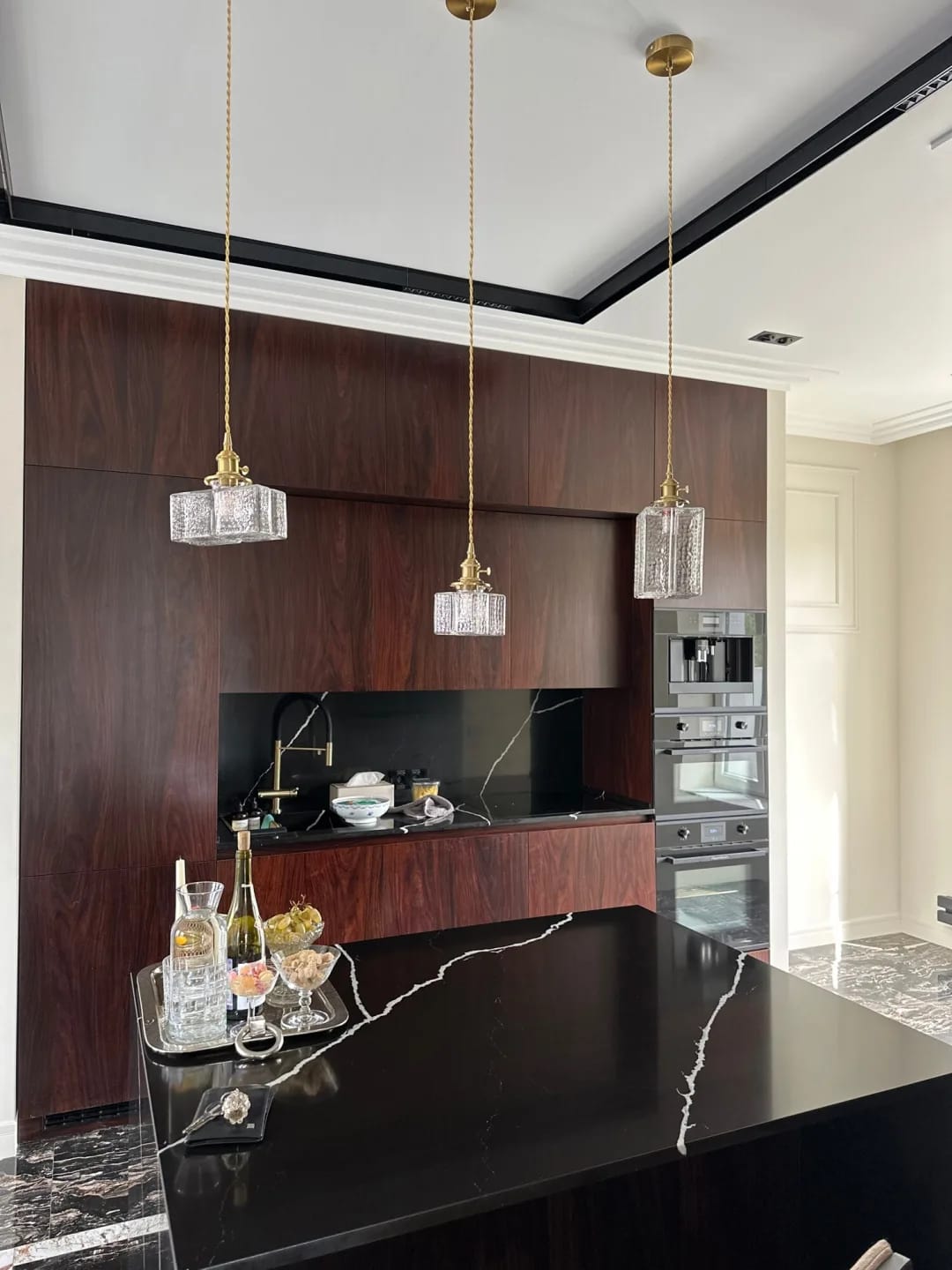 Customer photo review of Gold Cube Pendant Light for Kitchen Island, Frosted Glass, 10 cm