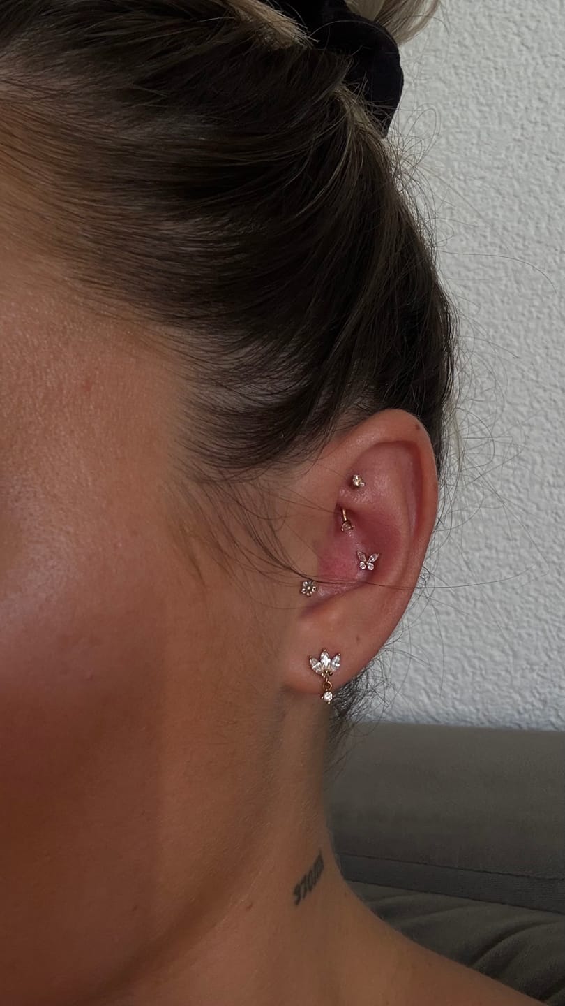 Customer photo review of Butterfly Piercing | Titan
