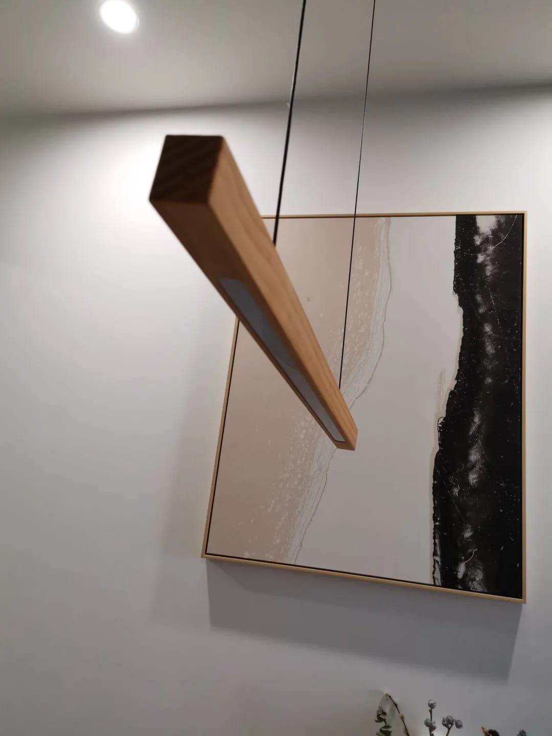 Customer photo review of Black Walnut Pendant Light for Dining Table, Twin Canopy, 150 cm