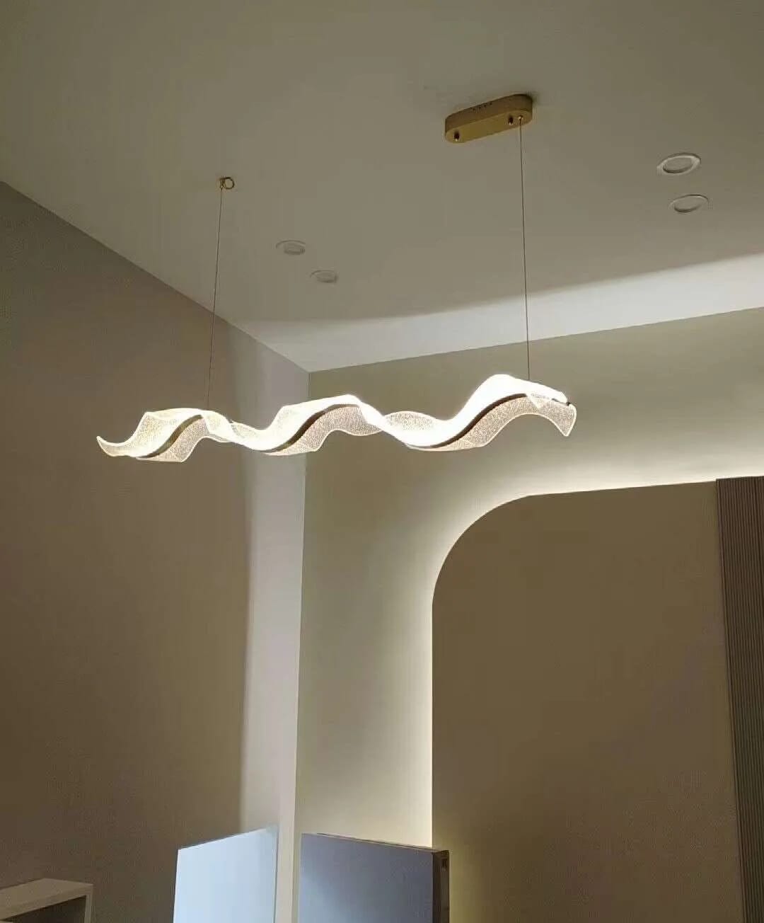 Customer photo review of Gold Chandelier for Dining Table, Undulating Acrylic, 150 cm