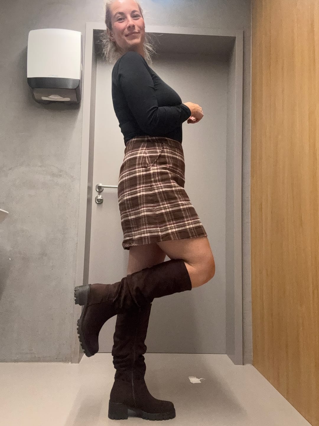 Customer photo review of Chunky Suede Boot / Chocolate Brown