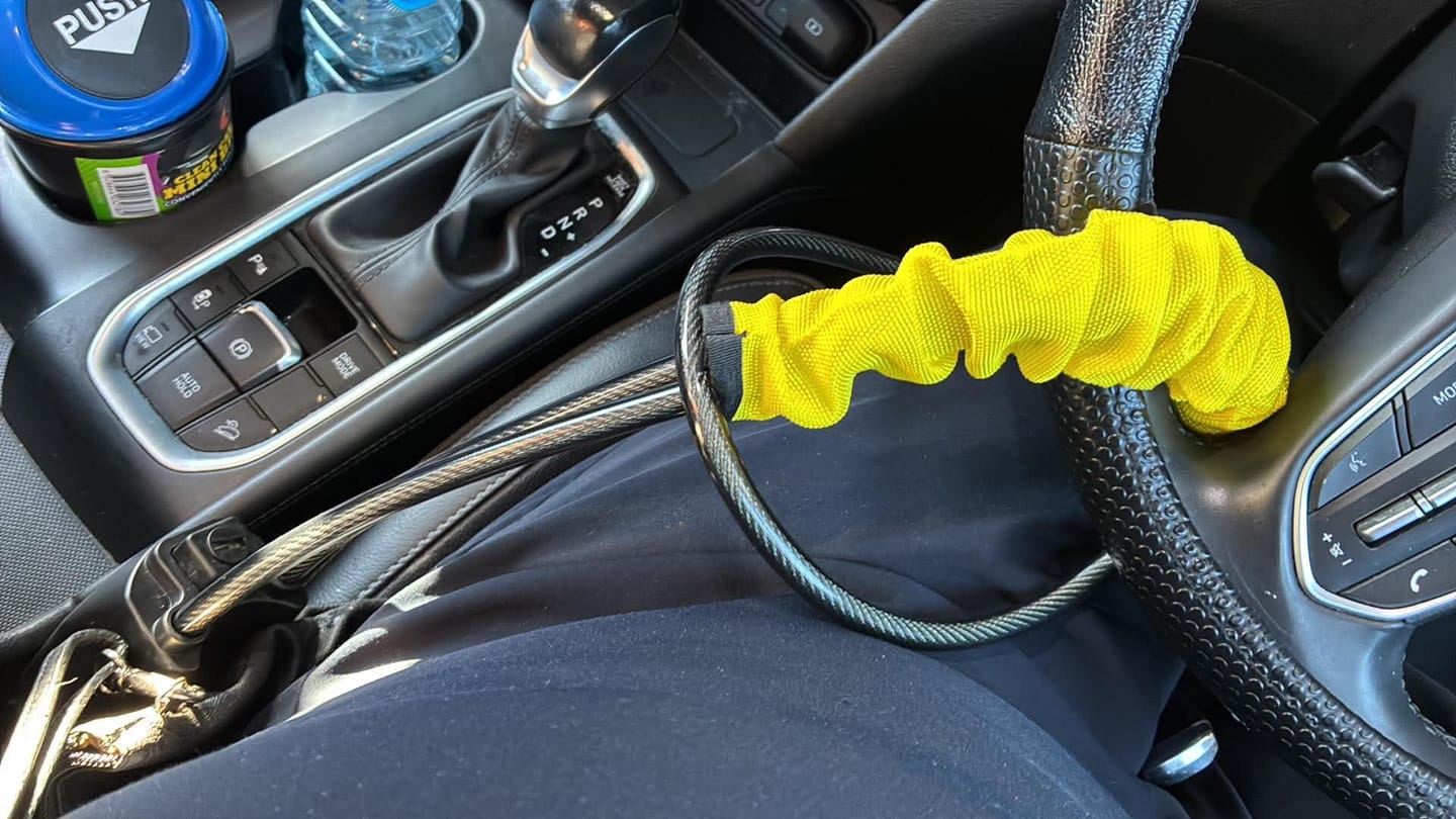 Customer photo review of Lock'd Car Defender — Visible Protection That Thieves Can't Ignore