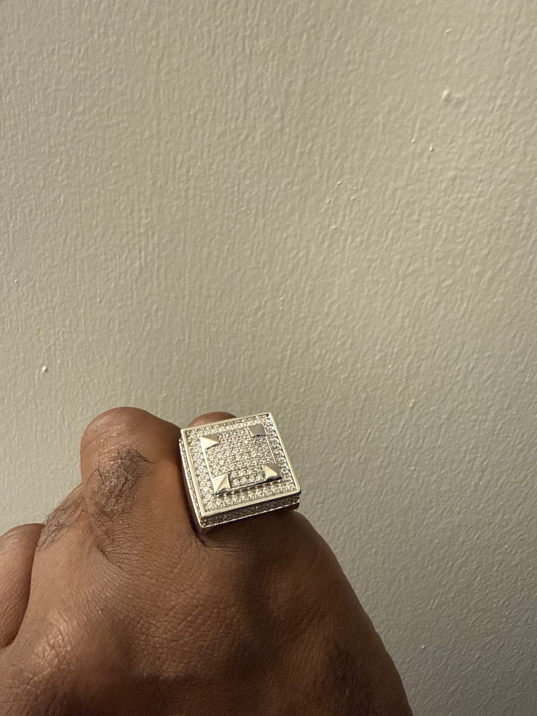 Customer photo review of Moissanite Square Paved Ring - Silver - D Color - VVS1