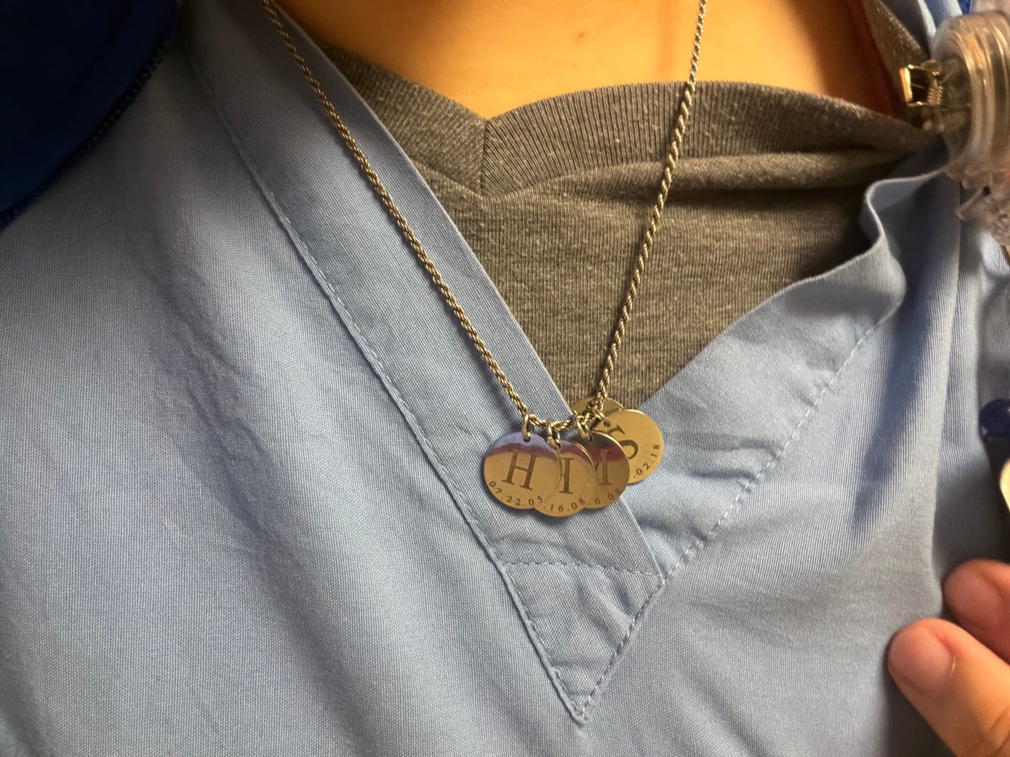 Customer photo review of Initial Date Charm Necklace