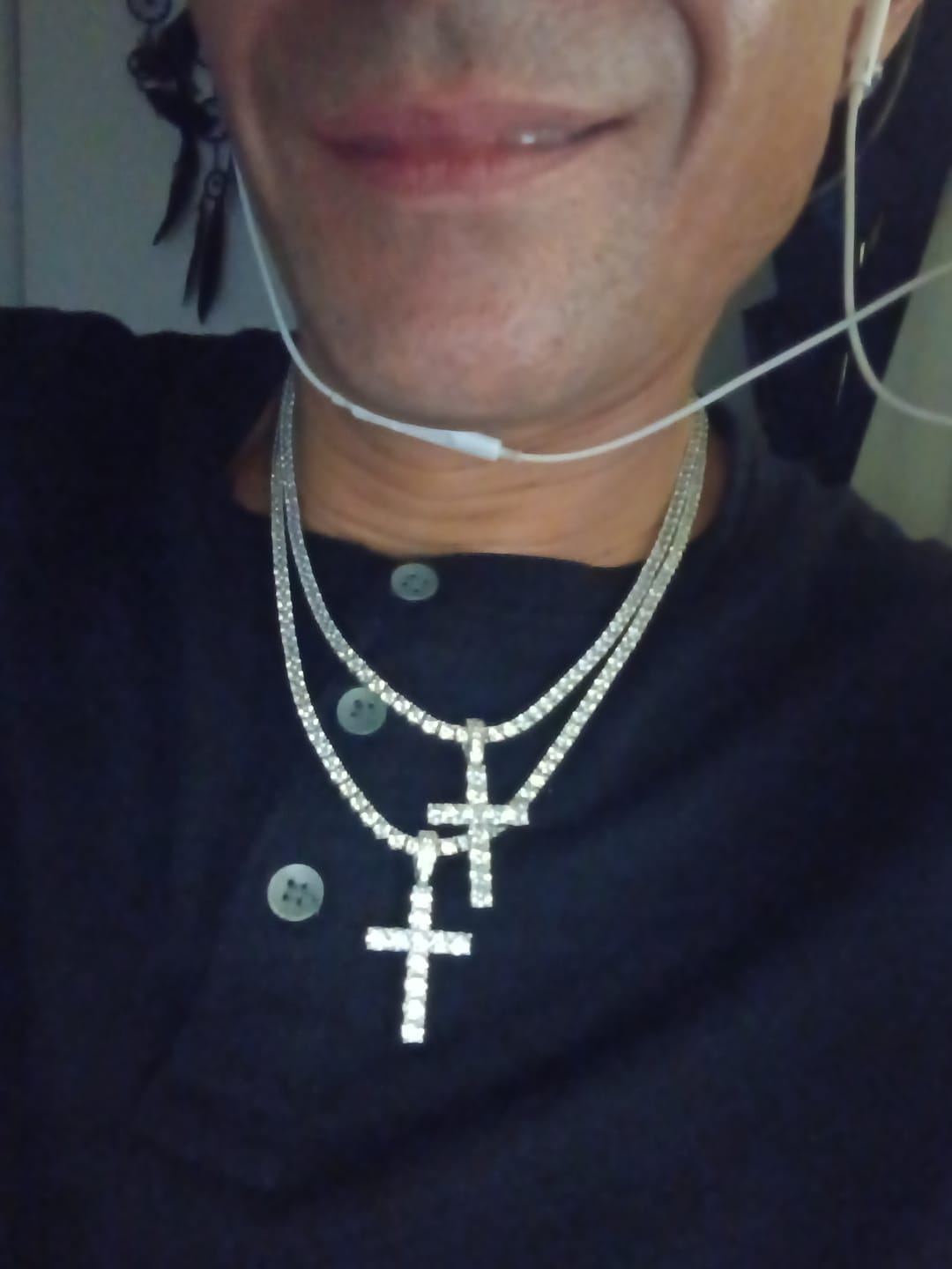 Customer photo review of Moissanite Cross Pendant - Silver - D Color - VVS1