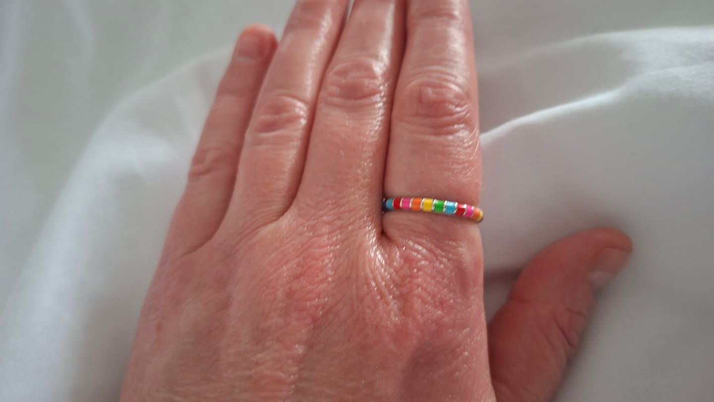Customer photo review of Multicolour Thin Ring | Enamel Sterling Silver