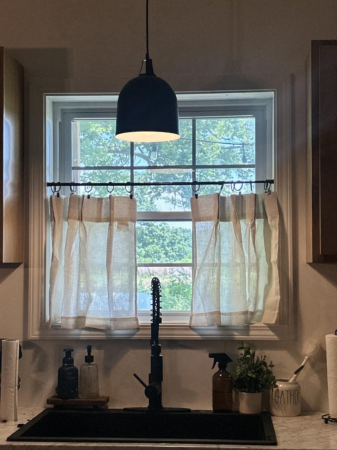 Customer photo review of Pinch Pleated Linen Tier Curtains (2 Panels)