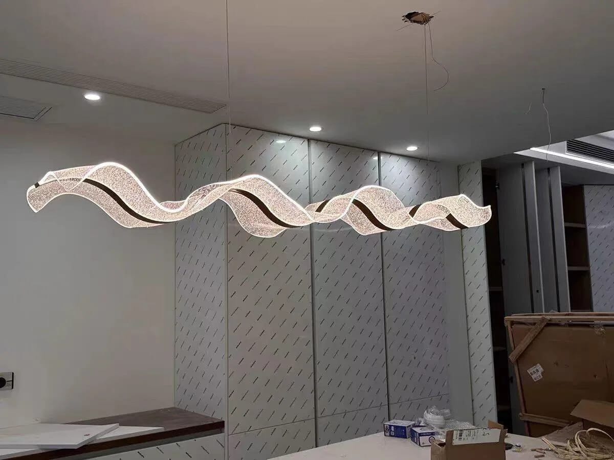 Customer photo review of Gold Chandelier for Dining Table, Undulating Acrylic, 150 cm