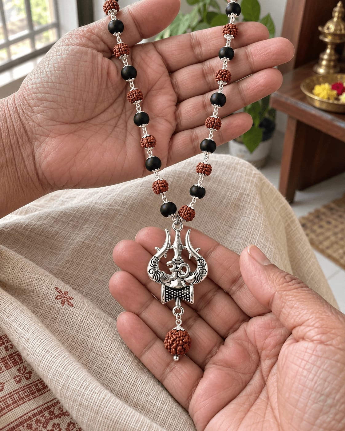 Customer photo review of Divya Karungali Rudraksha Trishul Mala