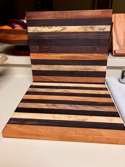 Customer photo review of DIY Cutting Board Maker Kit - 1" x 1" x 12" | Mahogany + Indian Rosewood + Tamarind + Honduras Rosewood (12 Pieces)