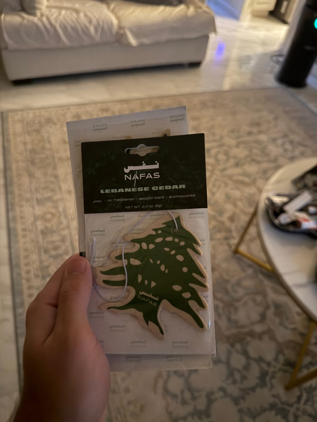 Customer photo review of Lebanese Cedar Air Freshener + Sticker Pack