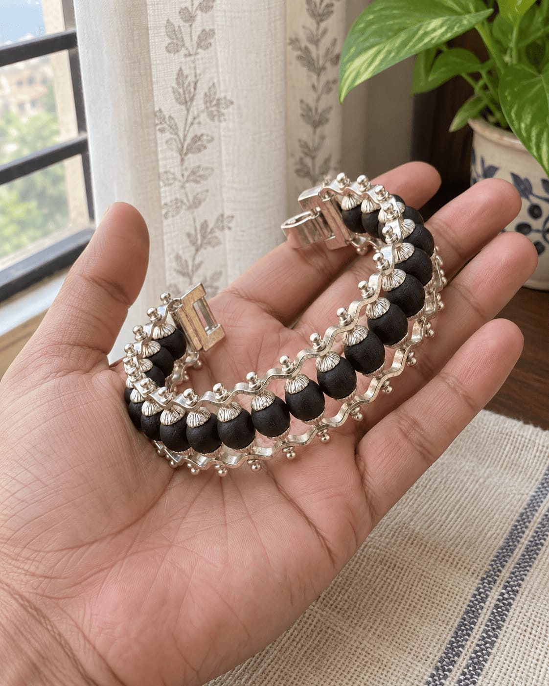 Customer photo review of Silver-Plated Karungali Bracelet