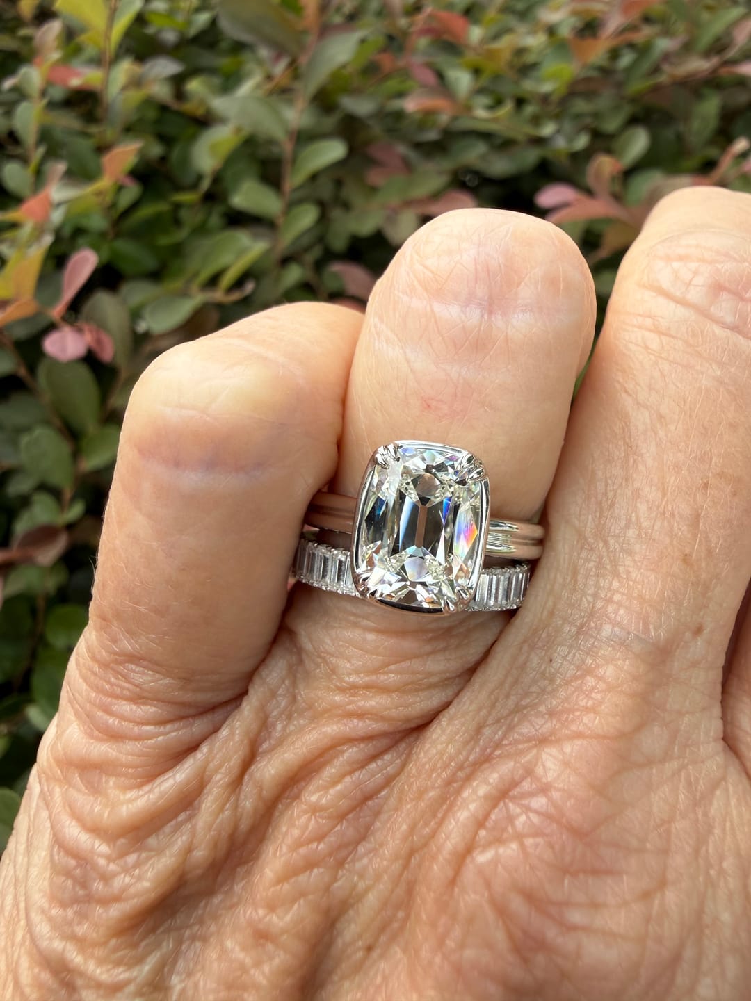 Customer photo review of Group Order double split shank solitaire all shape all color available engagement ring semi-mount only(Exclusively to DovEggs Stones)