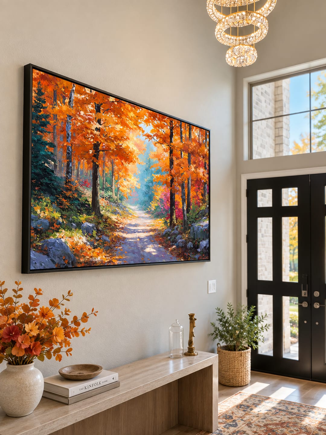 Customer photo review of "The Golden Threshold" – Impressionist Autumn Forest Path Palette Knife Oil Painting