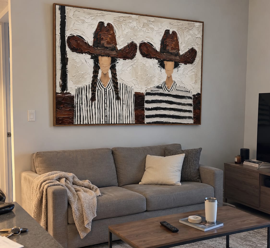 Customer photo review of Brown Hat Duo-Cowgirl Portrait Oil Painting
