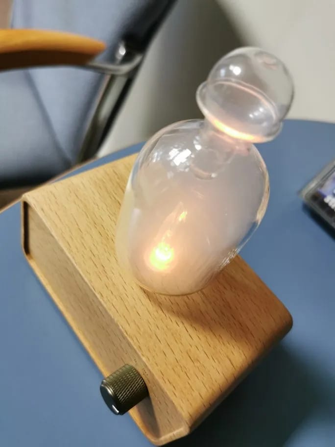 Customer photo review of Waterless Essential Oil Diffuser – Wood & Glass