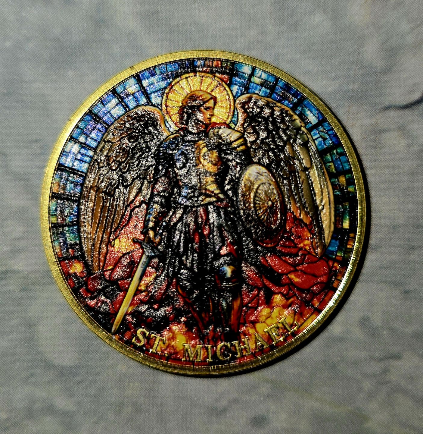 Customer photo review of Saint Archangel Michael Christian Challenge Coin