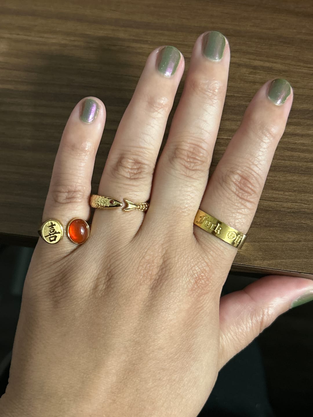 Customer photo review of Crimson Gaze Fish Ring
