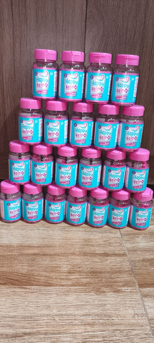 Customer photo review of Happy Hair 6 Potes + 6 Potes Grátis (Total 12 Potes)