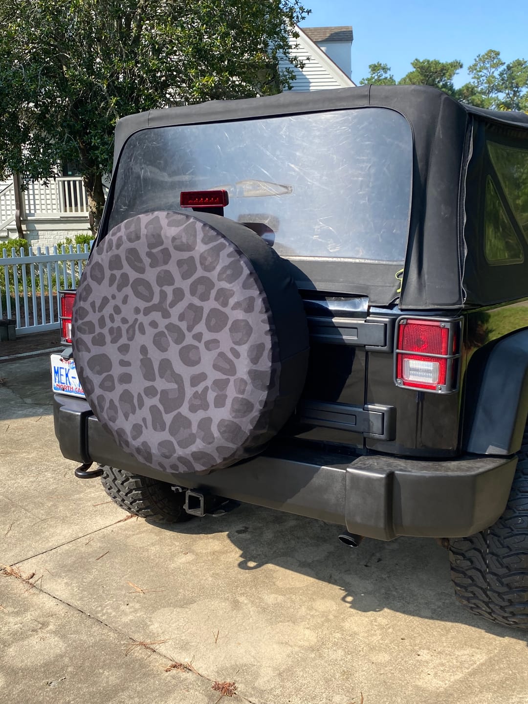 Customer photo review of Black Leopard Print Tire Cover