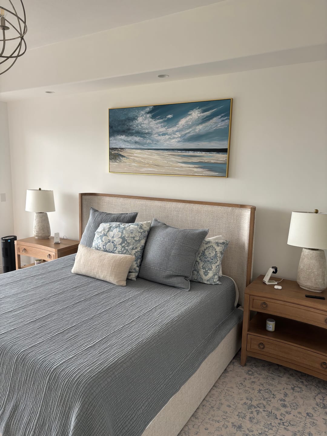 Customer photo review of Ocean Breeze – Modern Beach Landscape Impasto Texture Painting | Coastal Modern Living Room & Bedroom Art