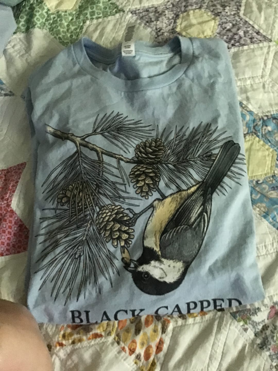 Customer photo review of Black-Capped Chickadee Tee