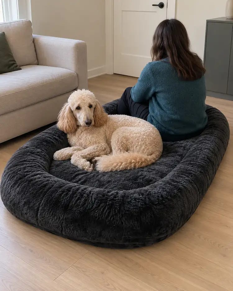 Customer photo review of Human-Sized Dog Bed for You and Your Pet
