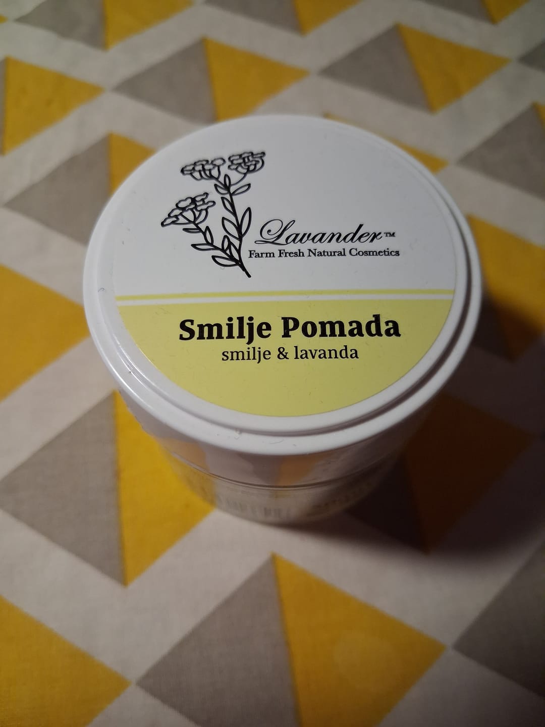 Customer photo review of Pomada Smilje & Lavanda — prirodni balzam protiv bora s hrvatskim smiljem (Helichrysum italicum)