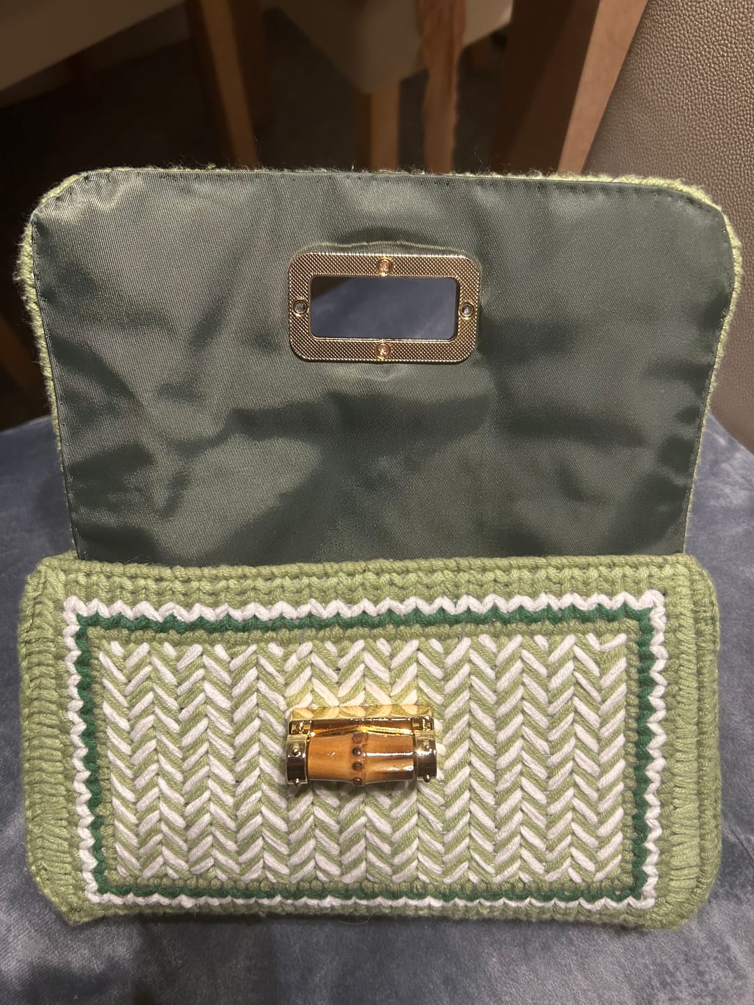 Customer photo review of CrochetPark™ Linden Whisper Clutch Cross Stitch DIY kit