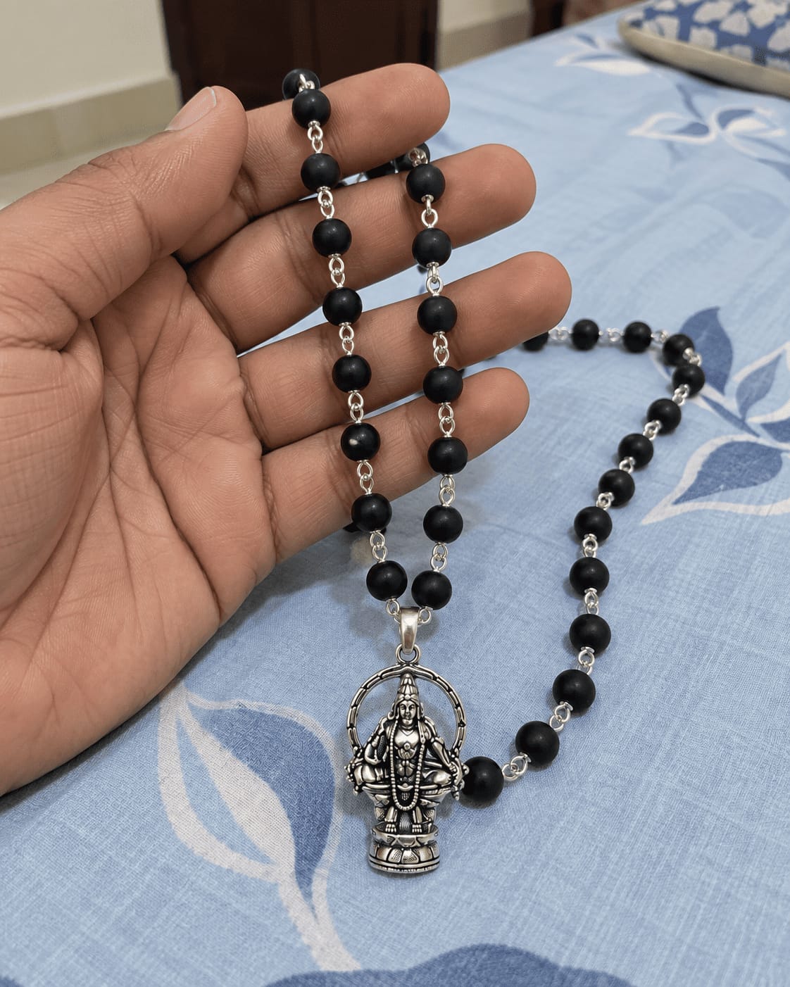 Customer photo review of Original Silver Plated Karungali Mala with Lord Ayyappa Pendant