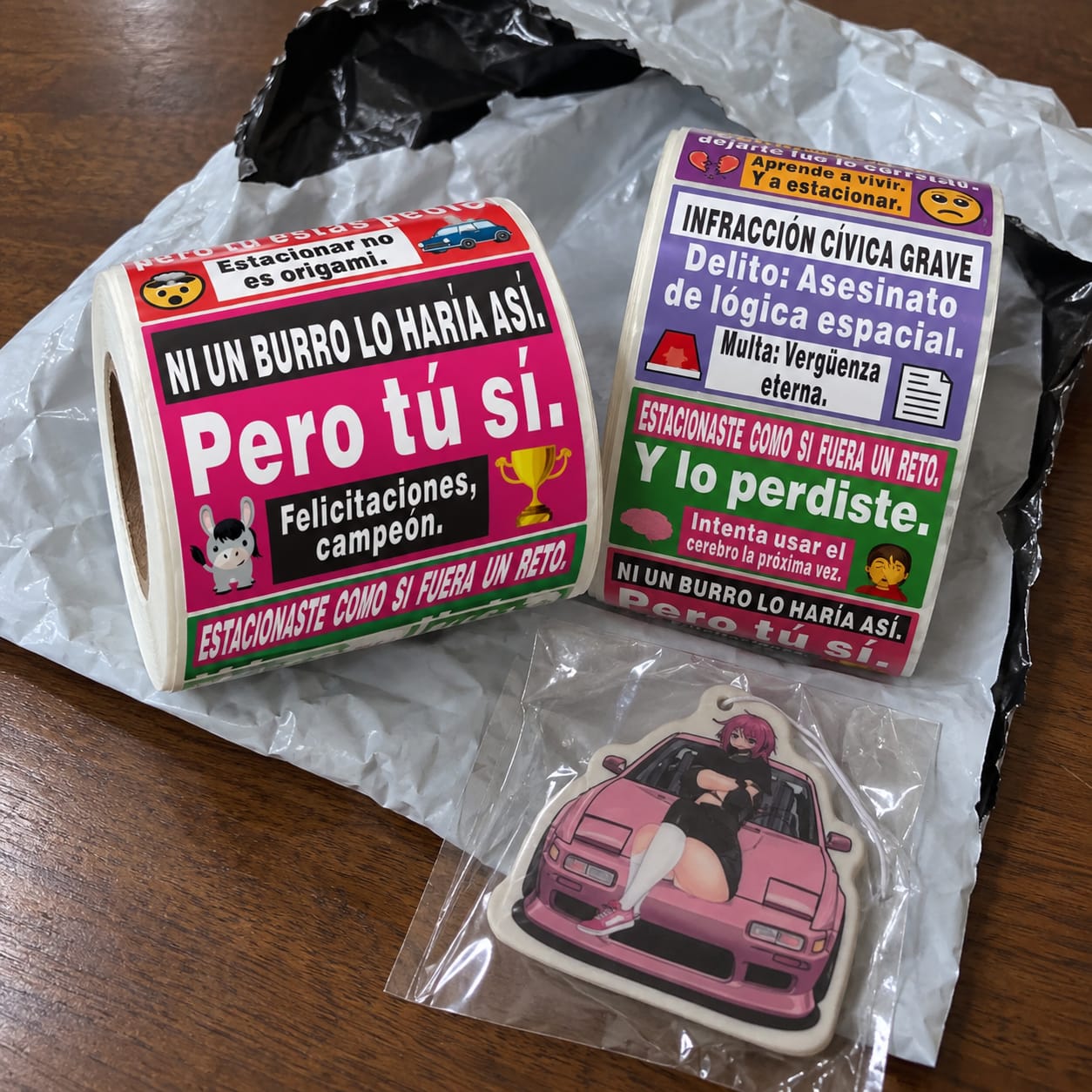 Customer photo review of 150 Pegatinas Divertidas para Malos Estacionamientos