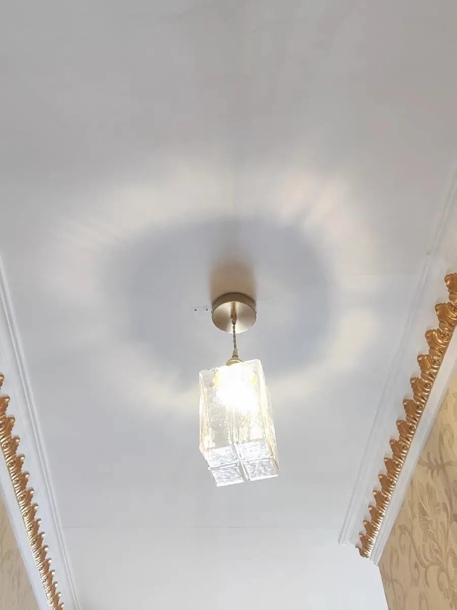 Customer photo review of Gold Cube Pendant Light for Kitchen Island, Frosted Glass, 10 cm